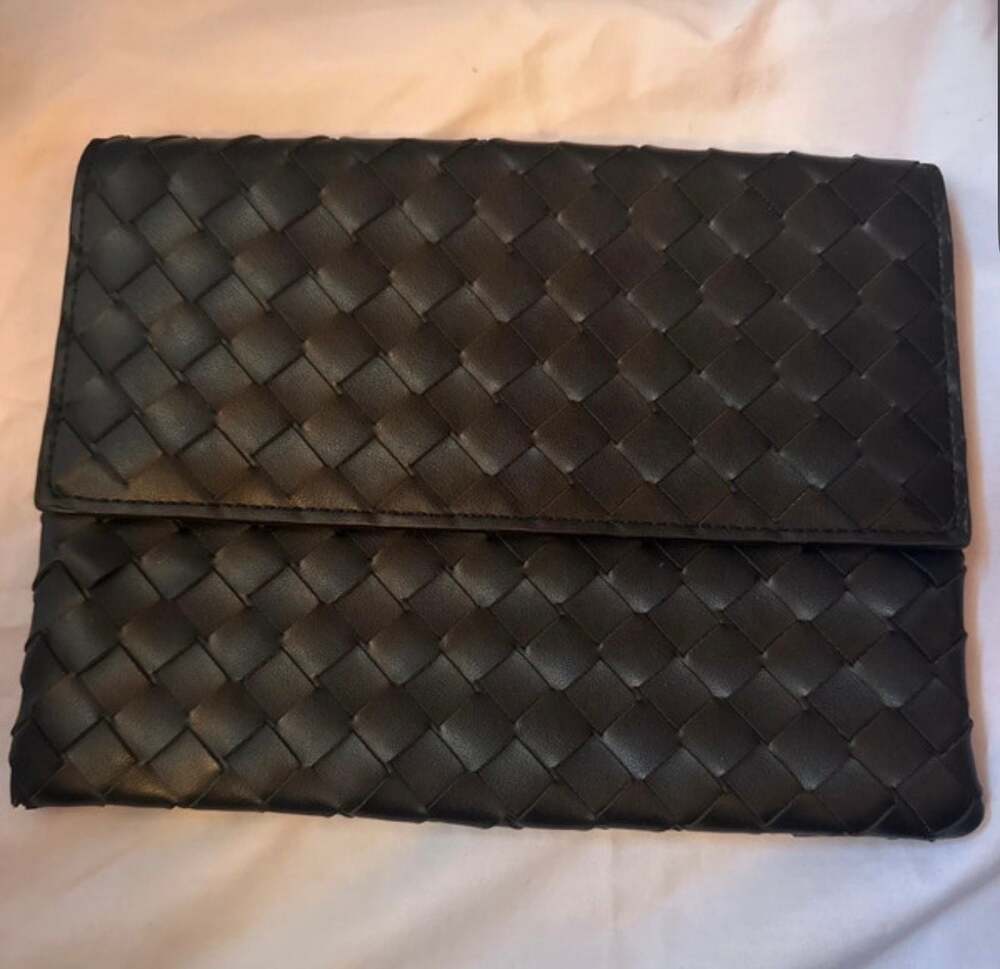 Urban Expressions Vegan Leather Woven Intrecciato Envelope Clutch